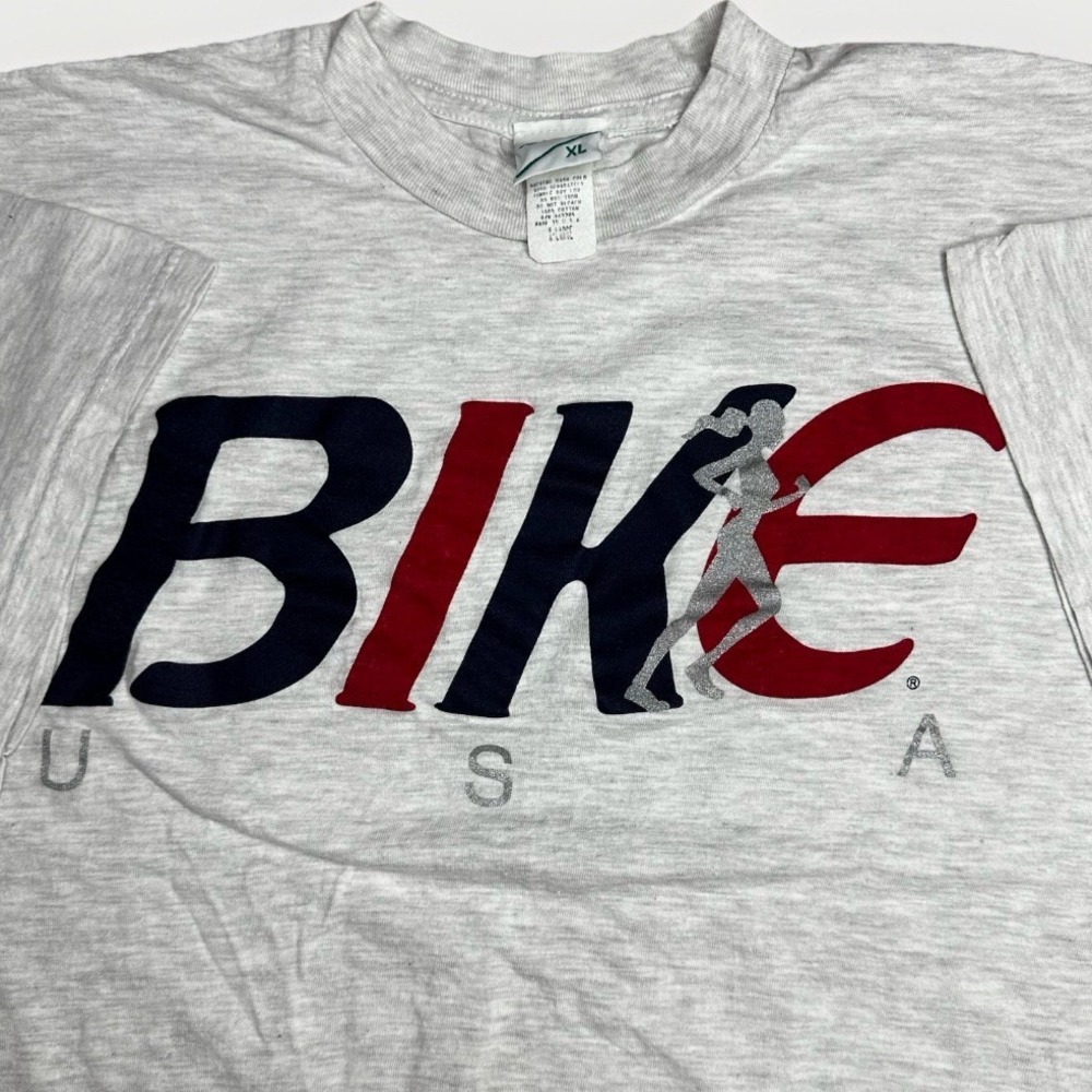 Vintage 90s Bike Athletic Shirt Mens XL Heather Gray USA Runner Sports Y2K